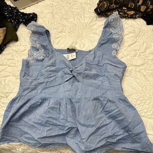 Loft blue peplum tank blouse NWT